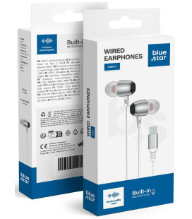 Baltos USB-C stereo ausinės su mikrofonu (DAC) "Blue Star M09C"