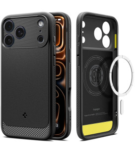 Matinis juodas dėklas Apple iPhone 17 Pro Max telefonui "Spigen Rugged Armor Mag Magsafe"