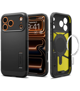 Juodas dėklas Apple iPhone 17 Pro Max telefonui "Spigen Tough Armor T MAG Magsafe"