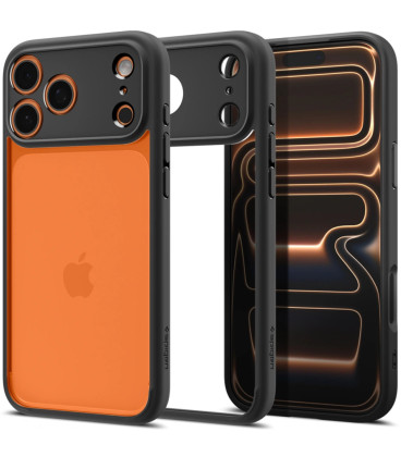 Matinis juodas / skaidrus dėklas Apple iPhone 17 Pro Max telefonui "Spigen Ultra Hybrid"