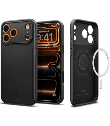 Juodas dėklas Apple iPhone 17 Pro telefonui "Spigen Thin Fit MAG Magsafe"