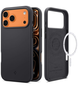 Juodas silikoninis dėklas Apple iPhone 17 Pro Max telefonui "Spigen Silicone Fit MAG Magsafe"