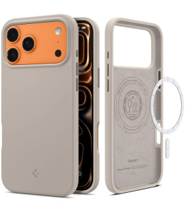 Pilkas (Stone) silikoninis dėklas Apple iPhone 17 Pro Max telefonui "Spigen Silicone Fit MAG Magsafe"