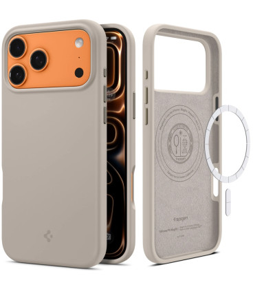 Pilkas (Stone) silikoninis dėklas Apple iPhone 17 Pro Max telefonui "Spigen Silicone Fit MAG Magsafe"