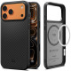 Juodas dėklas Apple iPhone 17 Pro telefonui "Spigen Enzo Aramid T Mag Magsafe"