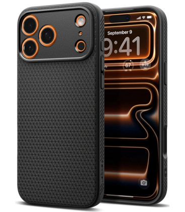 Juodas dėklas Apple iPhone 17 Pro telefonui "Spigen Liquid Air"