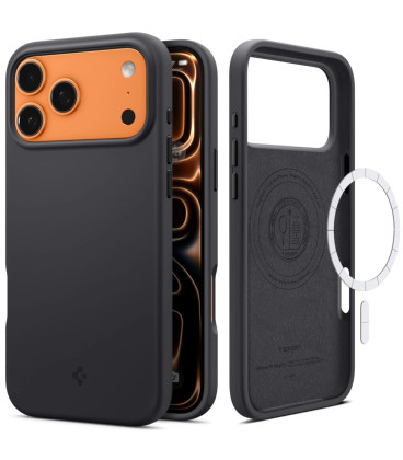 Juodas silikoninis dėklas Apple iPhone 17 Pro telefonui "Spigen Silicone Fit MAG Magsafe"