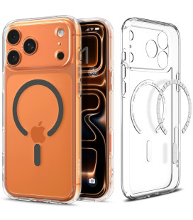 Skaidrus (Graphite) dėklas Apple iPhone 17 Pro telefonui "Spigen Ultra Hybrid MAG Magsafe"