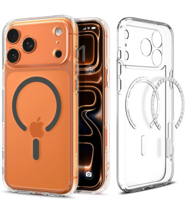 Skaidrus (Graphite) dėklas Apple iPhone 17 Pro telefonui "Spigen Ultra Hybrid MAG Magsafe"