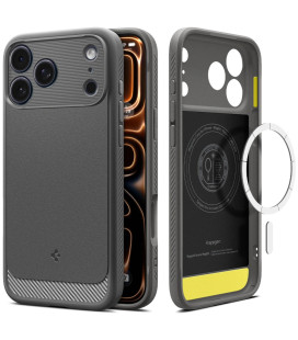 Pilkas dėklas Apple iPhone 17 Pro Max telefonui "Spigen Rugged Armor Mag Magsafe"