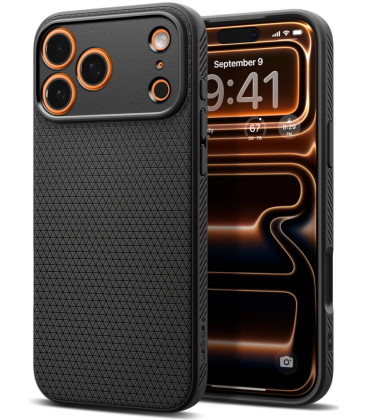 Juodas dėklas Apple iPhone 17 Pro Max telefonui "Spigen Liquid Air"