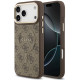 Rudas dėklas Apple iPhone 17 Pro Max telefonui "Guess PU Leather 4G Gold Frame MagSafe Case"