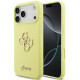 Geltonas dėklas Apple iPhone 17 Pro Max telefonui "Guess Liquid Silicone 4G Metal Logo Case"