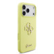 Geltonas dėklas Apple iPhone 17 Pro Max telefonui "Guess Liquid Silicone 4G Metal Logo Case"