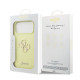 Geltonas dėklas Apple iPhone 17 Pro Max telefonui "Guess Liquid Silicone 4G Metal Logo Case"