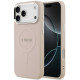 Rožinis dėklas Apple iPhone 17 Pro Max telefonui "Guess PU Saffiano MagSafe Case"