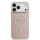 Rožinis dėklas Apple iPhone 17 Pro Max telefonui "Guess PU Saffiano MagSafe Case"