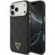 Juodas dėklas Apple iPhone 17 Pro Max telefonui "Guess PU Leather 4G Strass Triangle Logo Gold Frame MagSafe Case"
