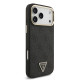 Juodas dėklas Apple iPhone 17 Pro Max telefonui "Guess PU Leather 4G Strass Triangle Logo Gold Frame MagSafe Case"