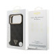 Juodas dėklas Apple iPhone 17 Pro Max telefonui "Guess PU Leather 4G Strass Triangle Logo Gold Frame MagSafe Case"
