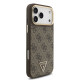 Rudas dėklas Apple iPhone 17 Pro Max telefonui "Guess PU Leather 4G Strass Triangle Logo Gold Frame MagSafe Case"