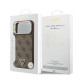 Rudas dėklas Apple iPhone 17 Pro Max telefonui "Guess PU Leather 4G Strass Triangle Logo Gold Frame MagSafe Case"