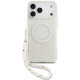 Baltas dėklas Apple iPhone 17 Pro Max telefonui "Guess IML Flowers Allover Strap MagSafe Case"
