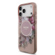 Rožinis dėklas Apple iPhone 17 Pro Max telefonui "Guess IML Flowers Strap MagSafe Case"