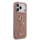 Rožinis dėklas Apple iPhone 17 Pro Max telefonui "Guess PU Fixed Glitter 4G Metal Logo Case"