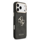 Juodas dėklas Apple iPhone 17 Pro Max telefonui "Guess PU Leather 4G Metal Logo Gold Frame Case"