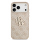 Rožinis dėklas Apple iPhone 17 Pro Max telefonui "Guess PU Leather 4G Metal Logo Gold Frame Case"