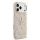 Rožinis dėklas Apple iPhone 17 Pro Max telefonui "Guess PU Leather 4G Metal Logo Gold Frame Case"