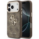 Rudas dėklas Apple iPhone 17 Pro Max telefonui "Guess PU Leather 4G Metal Logo Gold Frame Case"