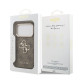 Rudas dėklas Apple iPhone 17 Pro Max telefonui "Guess PU Leather 4G Metal Logo Gold Frame Case"