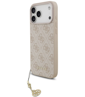 Rožinis dėklas Apple iPhone 17 Pro Max telefonui "Guess 4G Charm Case Tone on Tone"