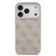Rožinis dėklas Apple iPhone 17 Pro telefonui "Guess PU Leather 4G Strass Triangle Logo Gold Frame MagSafe Case"