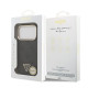 Juodas dėklas Apple iPhone 17 Pro telefonui "Guess PU Leather 4G Strass Triangle Logo Gold Frame MagSafe Case"