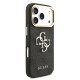 Juodas dėklas Apple iPhone 17 Pro telefonui "Guess PU Leather 4G Metal Logo Gold Frame Case"