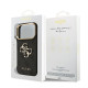 Juodas dėklas Apple iPhone 17 Pro telefonui "Guess PU Leather 4G Metal Logo Gold Frame Case"