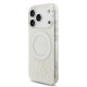 Baltas dėklas Apple iPhone 17 Pro telefonui "Guess IML Flowers Allover Strap MagSafe Case"
