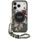 Juodas dėklas Apple iPhone 17 Pro telefonui "Guess IML Flowers Strap MagSafe Case"