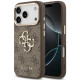 Rudas dėklas Apple iPhone 17 Pro telefonui "Guess PU Leather 4G Metal Logo Gold Frame Case"