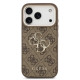 Rudas dėklas Apple iPhone 17 Pro telefonui "Guess PU Leather 4G Metal Logo Gold Frame Case"