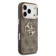 Rudas dėklas Apple iPhone 17 Pro telefonui "Guess PU Leather 4G Metal Logo Gold Frame Case"