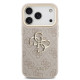 Rožinis dėklas Apple iPhone 17 Pro telefonui "Guess PU Leather 4G Metal Logo Gold Frame Case"