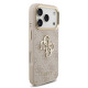 Rožinis dėklas Apple iPhone 17 Pro telefonui "Guess PU Leather 4G Metal Logo Gold Frame Case"