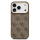 Rudas dėklas Apple iPhone 17 Pro telefonui "Guess PU Leather 4G Gold Frame MagSafe Case"