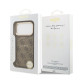 Rudas dėklas Apple iPhone 17 Pro telefonui "Guess PU Leather 4G Gold Frame MagSafe Case"
