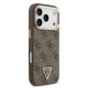 Rudas dėklas Apple iPhone 17 Pro telefonui "Guess PU Leather 4G Strass Triangle Logo Gold Frame MagSafe Case"