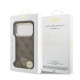 Rudas dėklas Apple iPhone 17 Pro telefonui "Guess PU Leather 4G Strass Triangle Logo Gold Frame MagSafe Case"